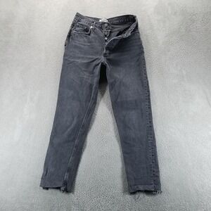Agolde Jeans Womens 25 Gray Fen High Rise Relaxed Tapered Distressed Charcoal